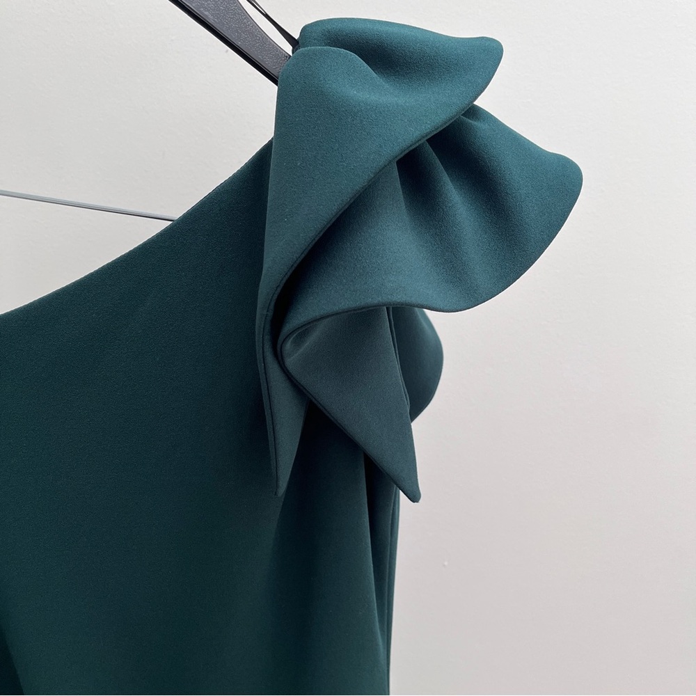 Betsy & Adam One Shoulder Dress in Dark Green - Picture 5 of 12